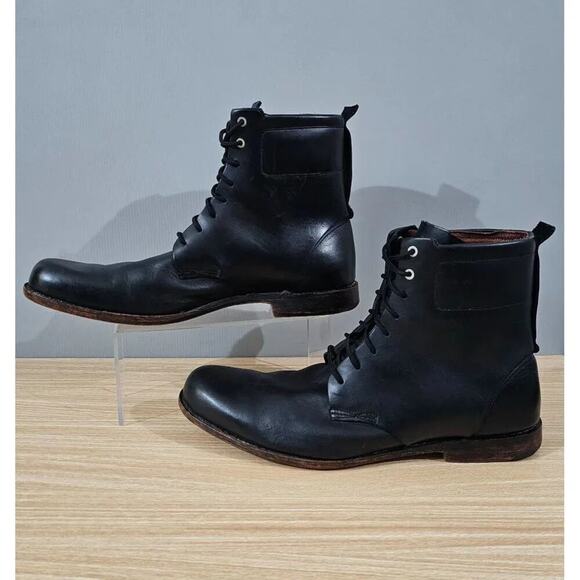 Timberland Boots 75531 Combat Moto Lace Up Mens Shoe Black Leather Size 13 - Picture 2 of 16